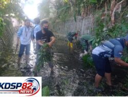 Antisipasi Banjir,Babinsa sertu Didik Bersama Warga Kepanjen Kidul Bersihkan Saluran Sungai